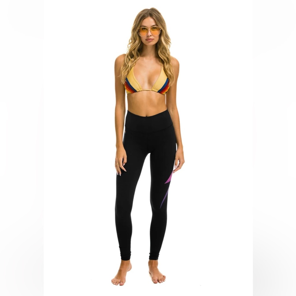 FULL LENGTH HI-RISE BOLT FADE LEGGINGS - BLACK / PINK / PURPLE